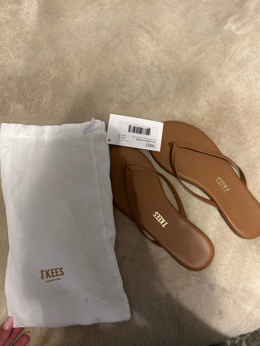 TKEES Brown Leather Flip Flop Sandals